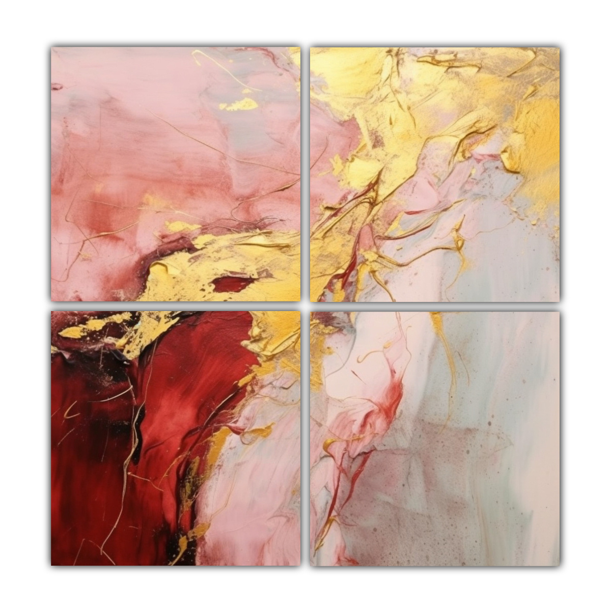 PINTURA ABSTRACTA MODERNA ROJA Y DORADA PARA 60X60 CM - 1