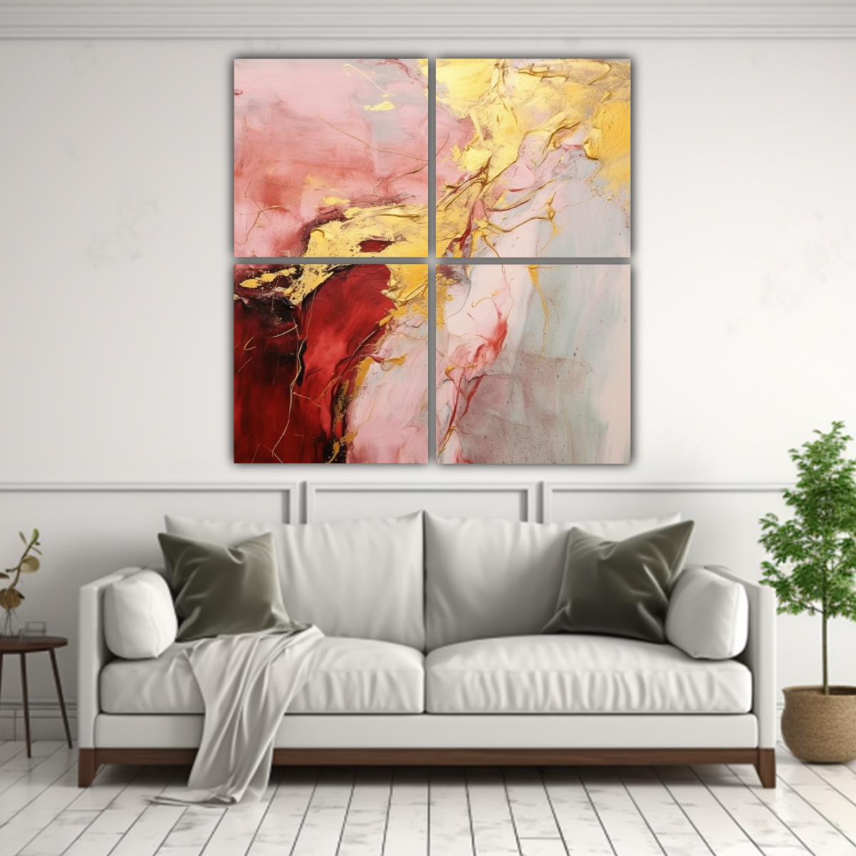 PINTURA ABSTRACTA MODERNA ROJA Y DORADA PARA 60X60 CM - 2
