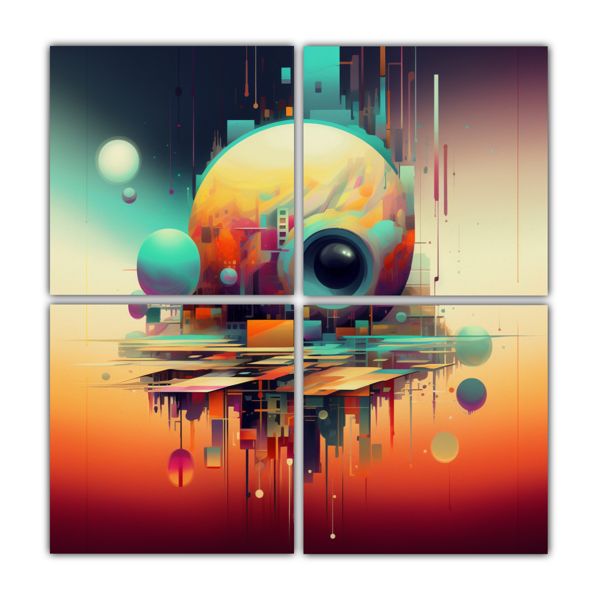 4 CUADROS DE ARTE LUMINOSO EN LIENZO 180X180 CM - 1