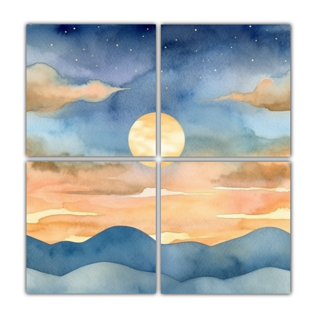 CUADRO DISEÑO POP ART ATARDECER AZUL CON CIELO 60X60 CM - 1