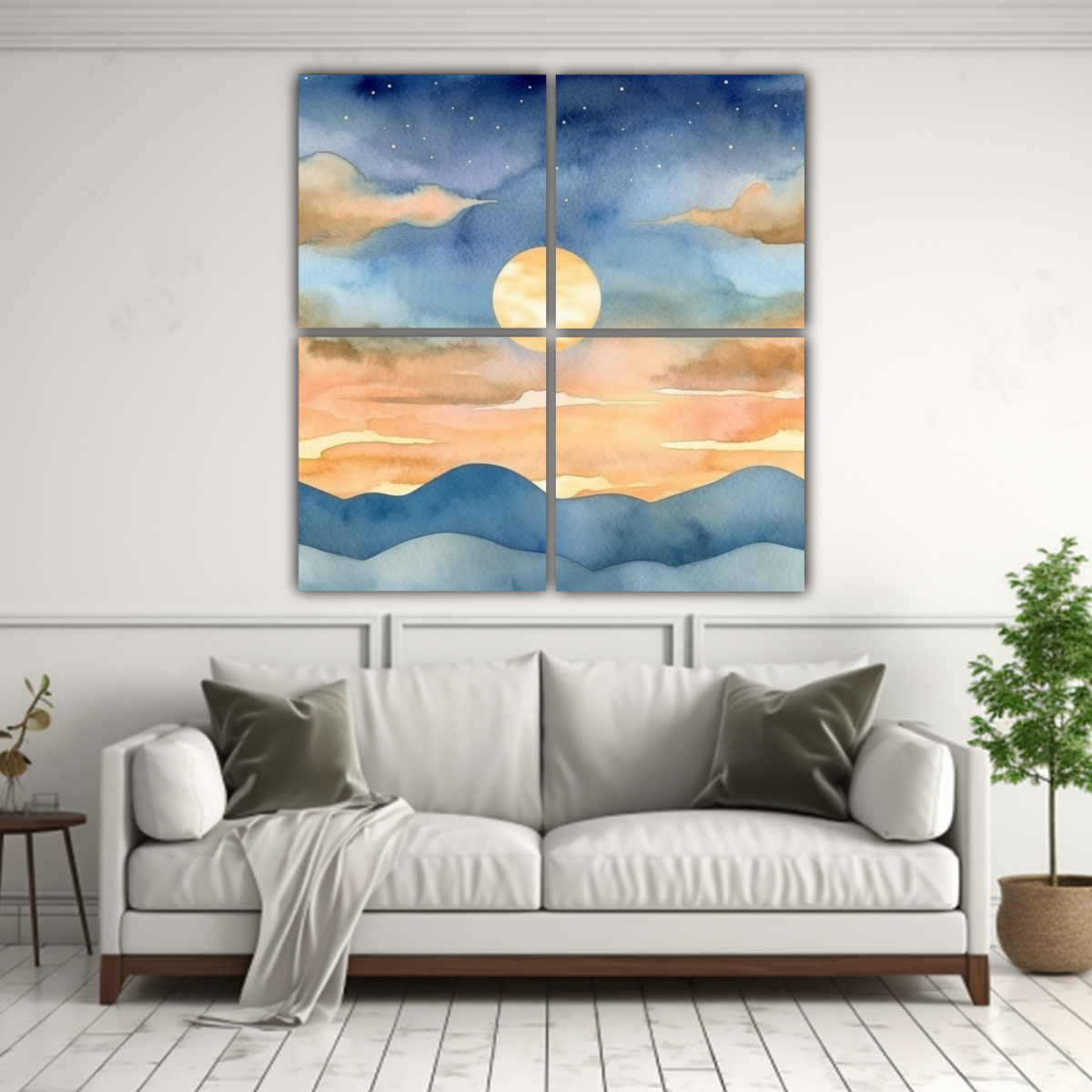 CUADRO DISEÑO POP ART ATARDECER AZUL CON CIELO 60X60 CM - 2