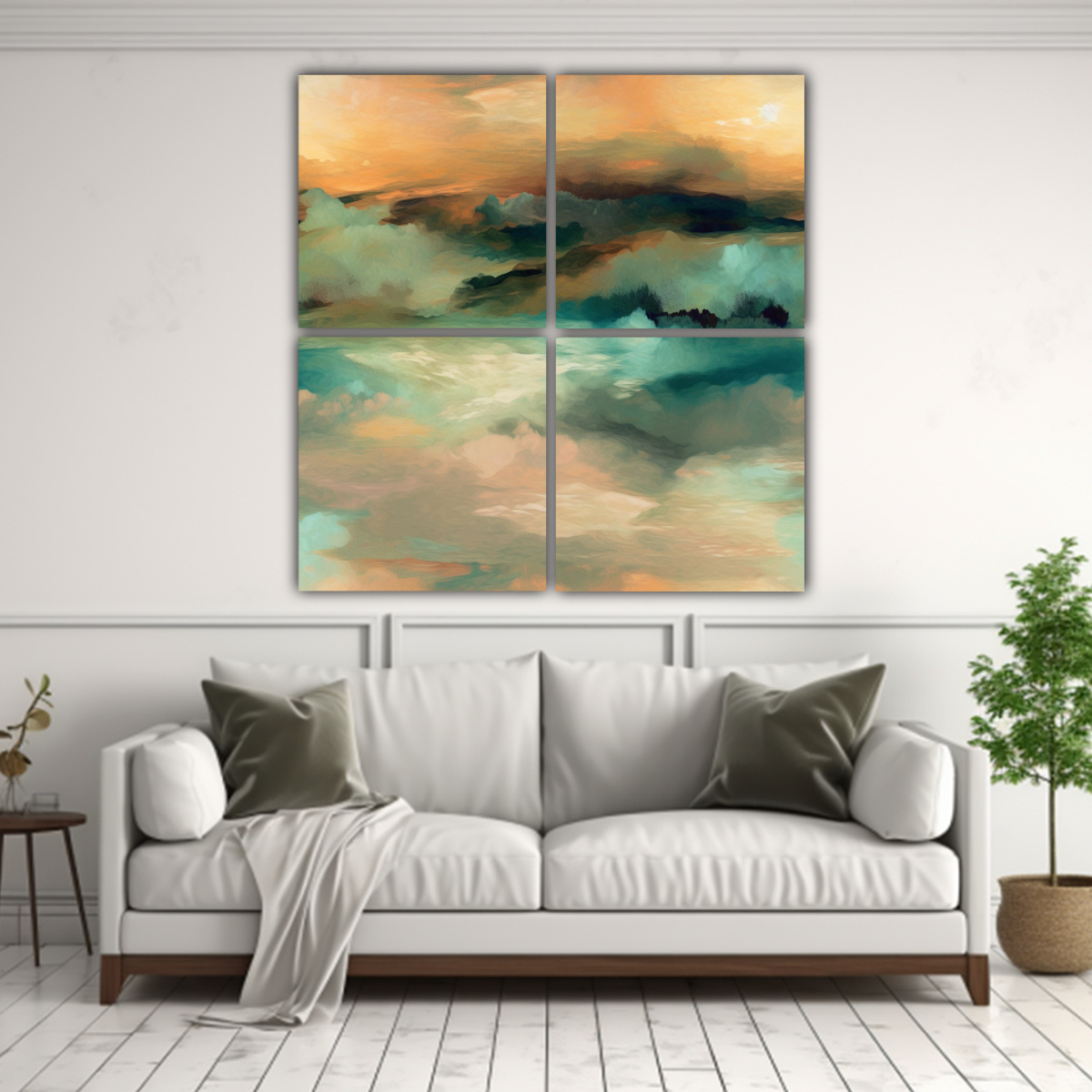 CUATRO TELAS EN BASTIDOR MODERNO IMPRESIONANTE 160X160 CM - 2