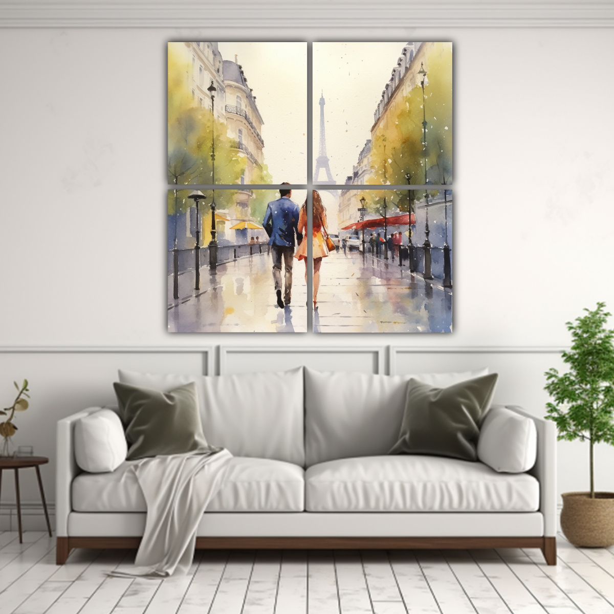 CUATRO TELAS SUBLIMADAS ÉPOCA PASEANDO EN PARÍS 180X180 CM - 2