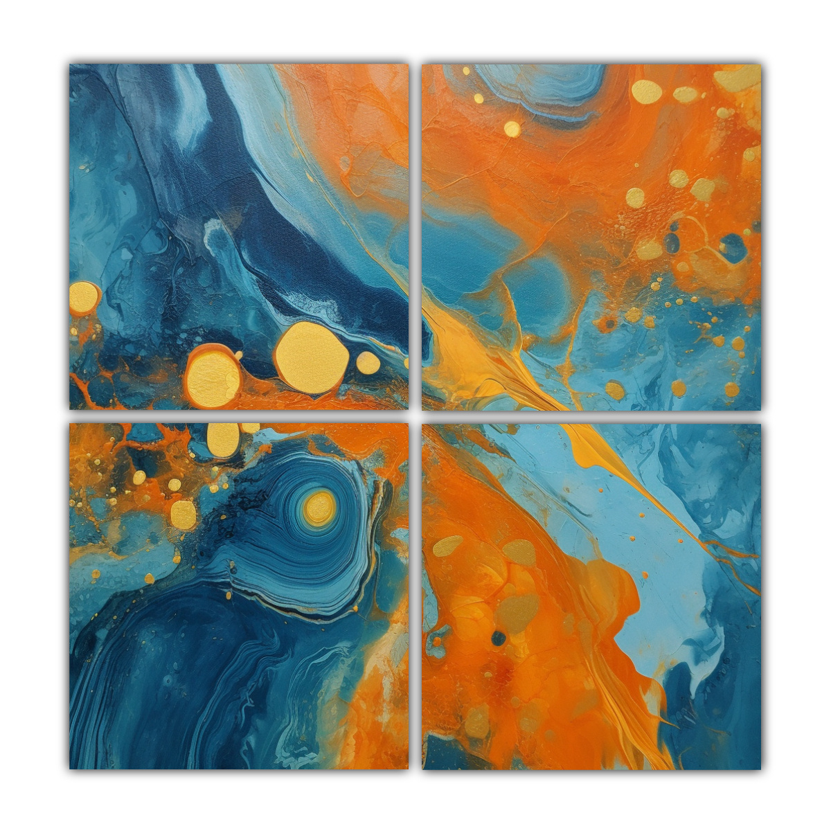 PINTURAS DECORATIVAS ABSTRACTAS BOHO AZUL Y 80X80 CM - 1