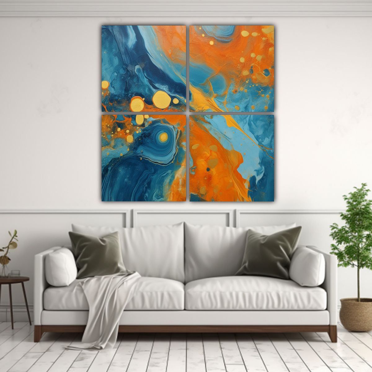 PINTURAS DECORATIVAS ABSTRACTAS BOHO AZUL Y 80X80 CM - 2