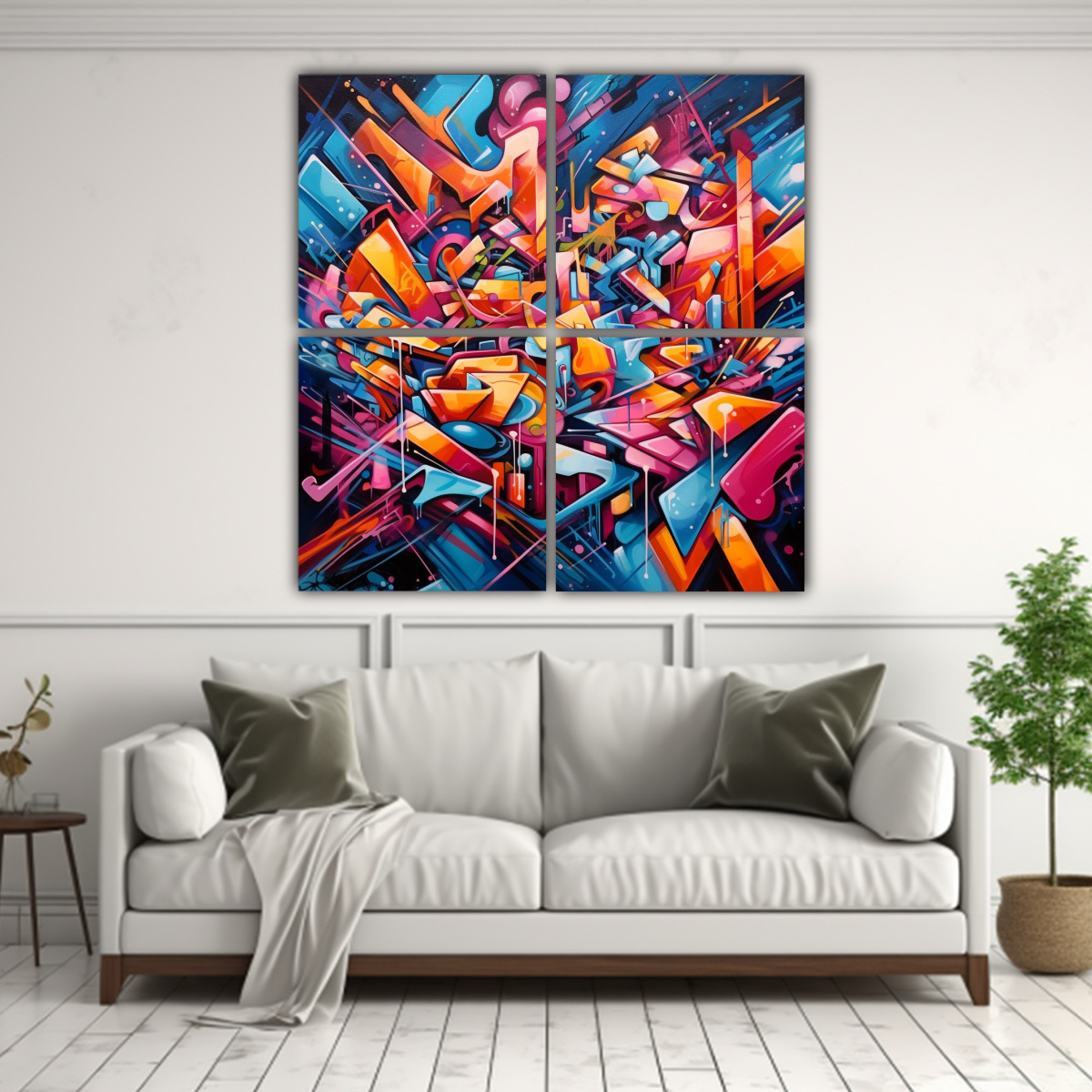 PINTURAS ABSTRACTAS GRAFFITI EN 4 GAMAS DE COLORES 40X40 CM - 2