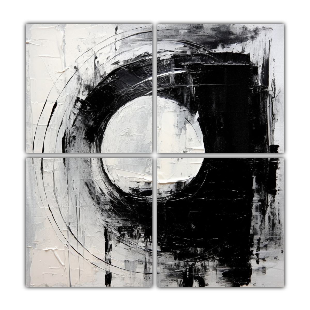 PINTURA ABSTRACTA MINIMALISTA EN BLANCO Y NEGRO 40X40 CM - 1
