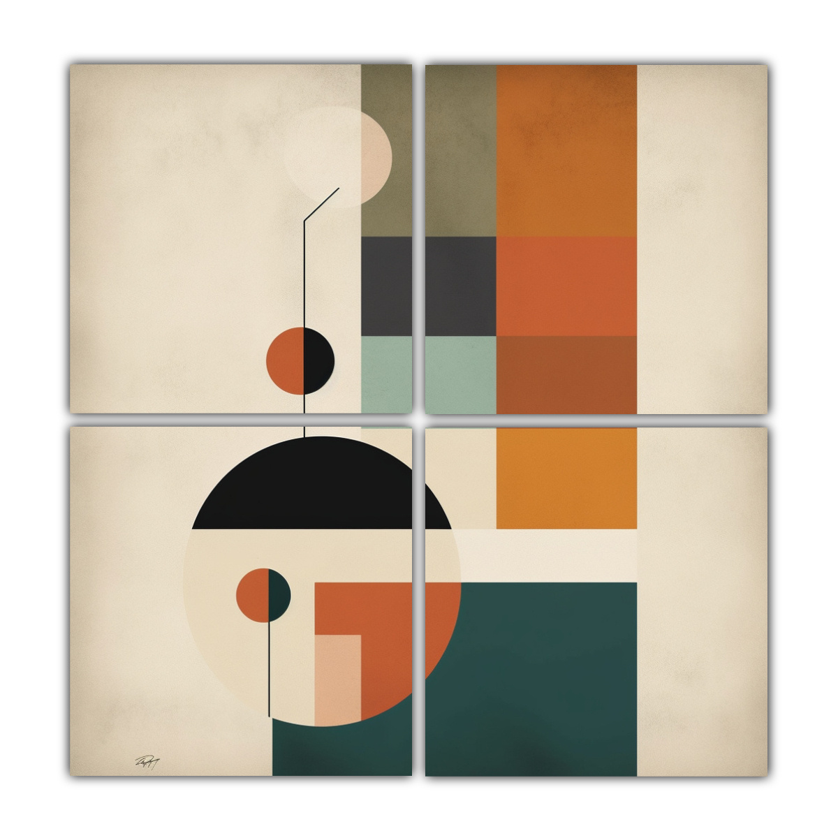 CUATRO CUADROS DECORACIÓN REPRESENTACIÓN VALLI 100X100 CM - 1