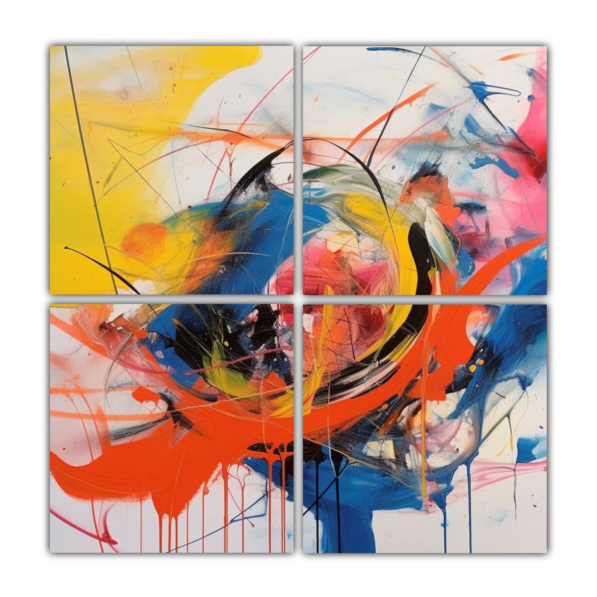 PINTURAS DECORATIVAS INSPIRADORAS DE 4 LIENZOS 120X120 CM - 1