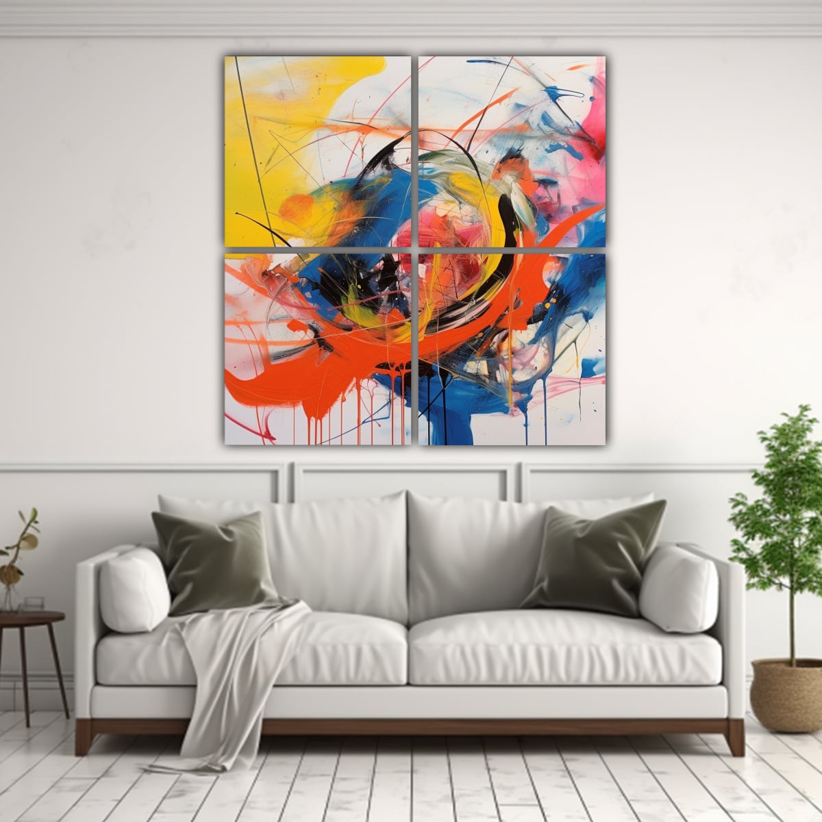 PINTURAS DECORATIVAS INSPIRADORAS DE 4 LIENZOS 120X120 CM - 2