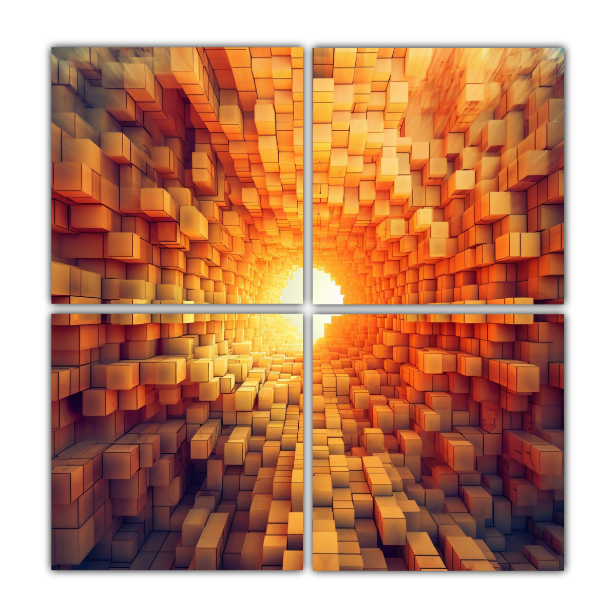 CUADRO DE PARED MODERNO CUBO ABSTRACTO FRACTAL 120X120 CM - 1