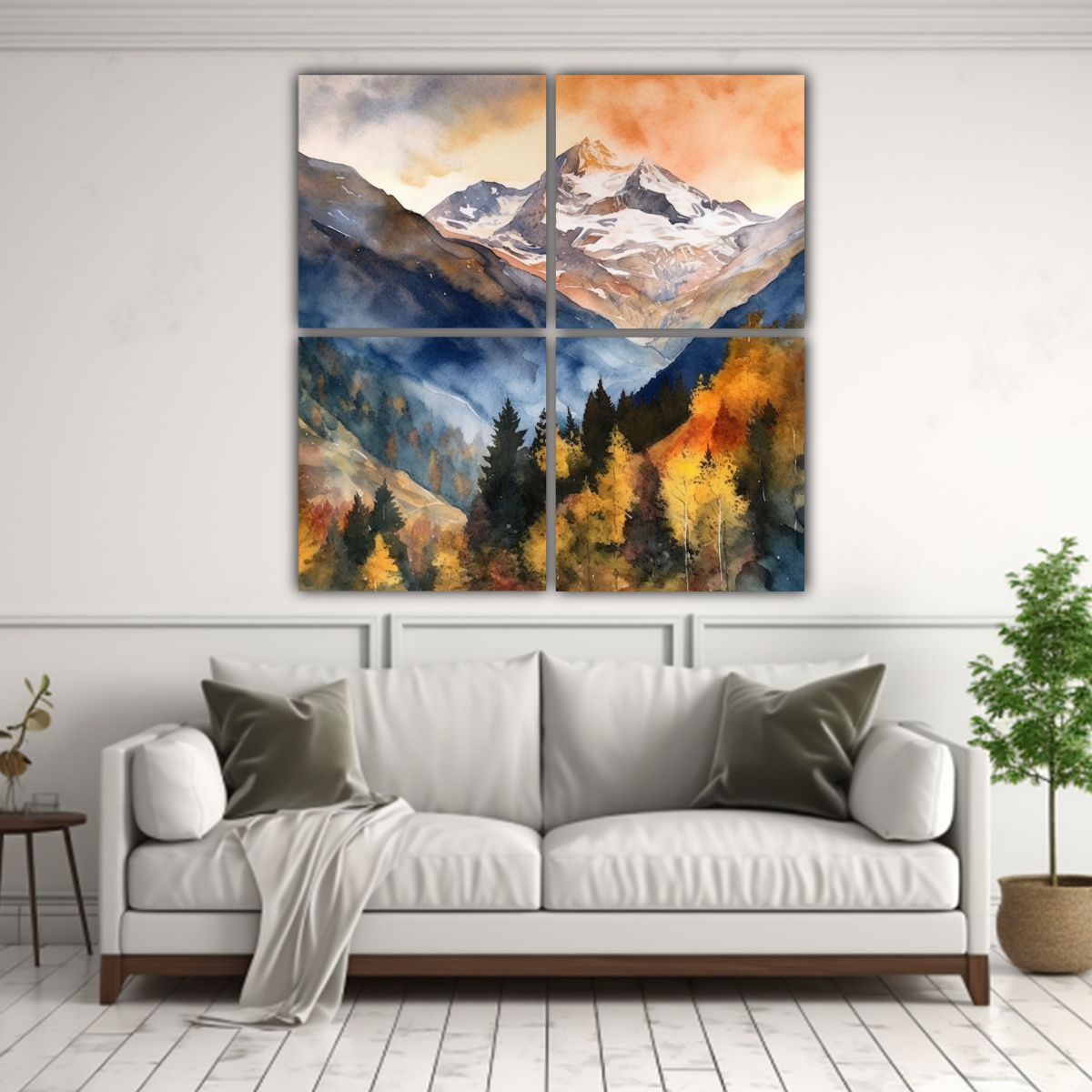 CUATRO PINTURAS ABSTRACTAS DE LOS ALPES SUIZOS EN 100X100 CM - 2