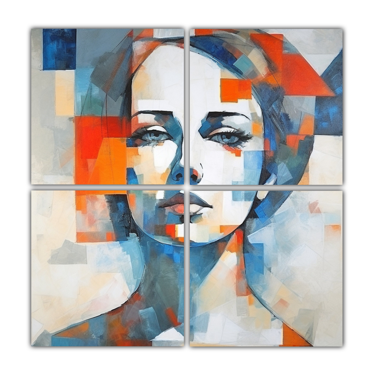 CUADRO ABSTRACTO RETRATO MUJER PINTURA DECORATIVA 180X180 CM - 1