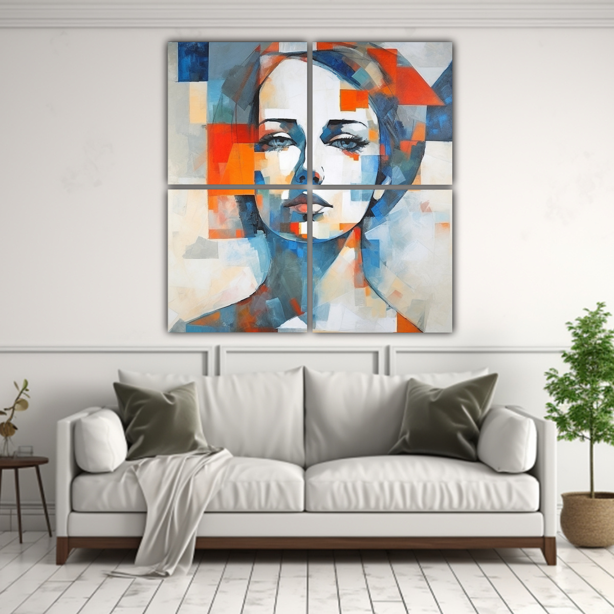 CUADRO ABSTRACTO RETRATO MUJER PINTURA DECORATIVA 180X180 CM - 2