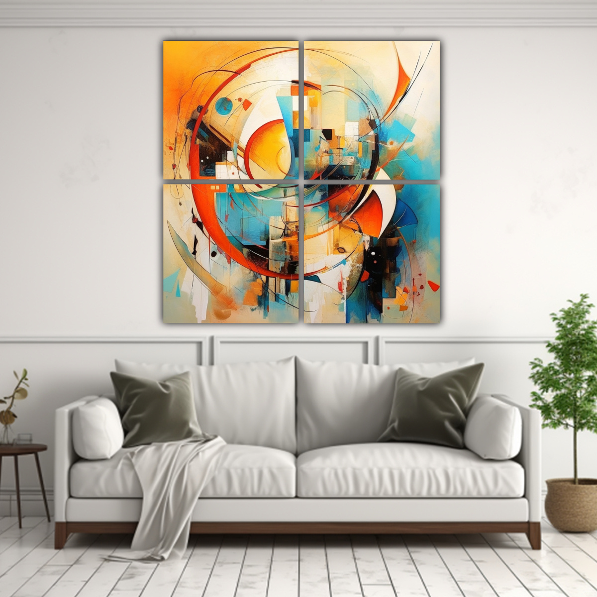CUATRO TELAS EN BASTIDOR DECORACIÓN ABSTRACTA 140X140 CM - 2