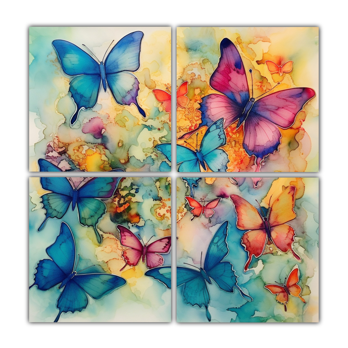 CUADRO DECORATIVO IMPACTANTE MARIPOSAS EN TINTA 80X80 CM - 1