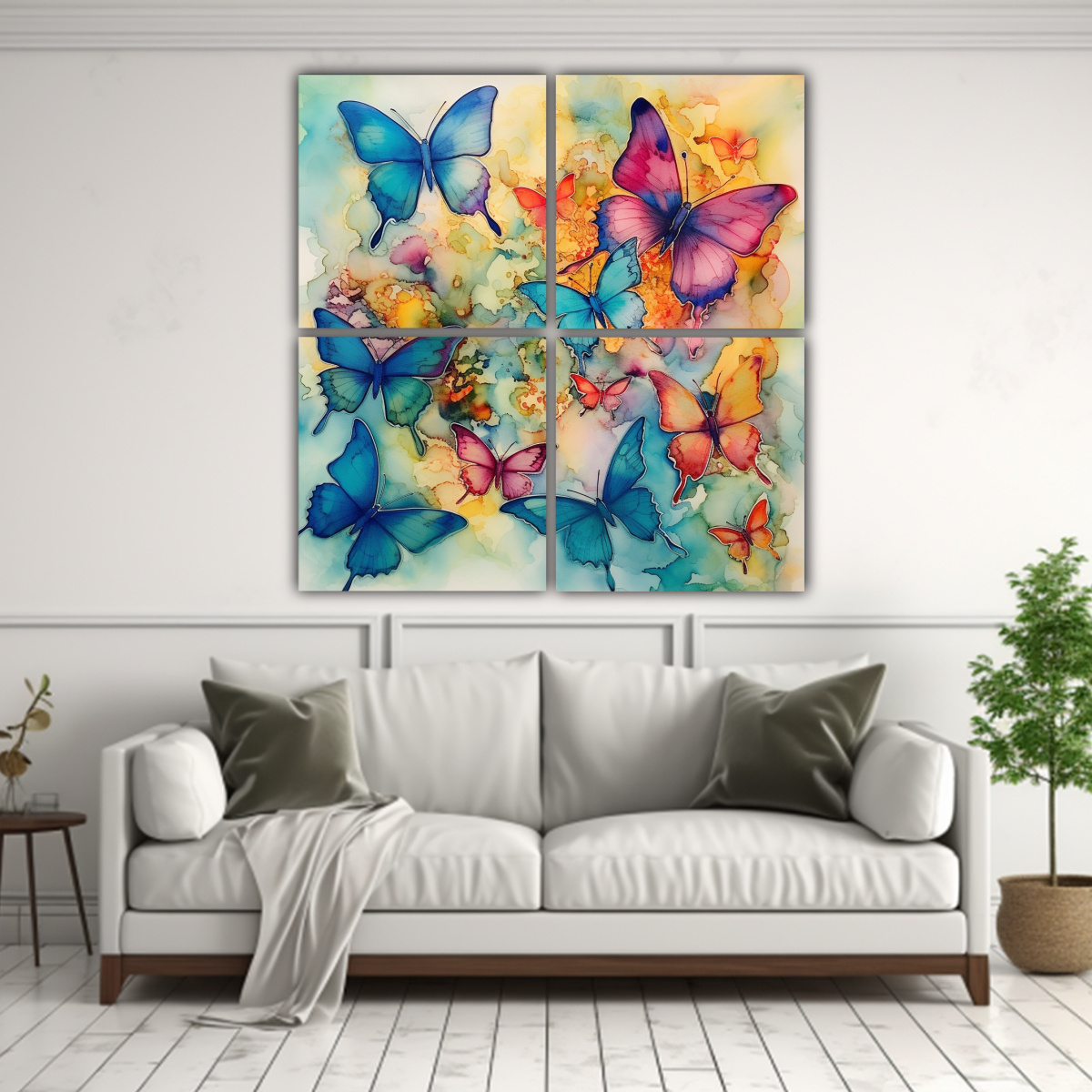CUADRO DECORATIVO IMPACTANTE MARIPOSAS EN TINTA 80X80 CM - 2