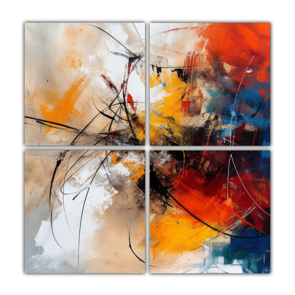 CUATRO LIENZOS DE TELA COMPOSICIÓN BAÑO 100X100 CM - 1