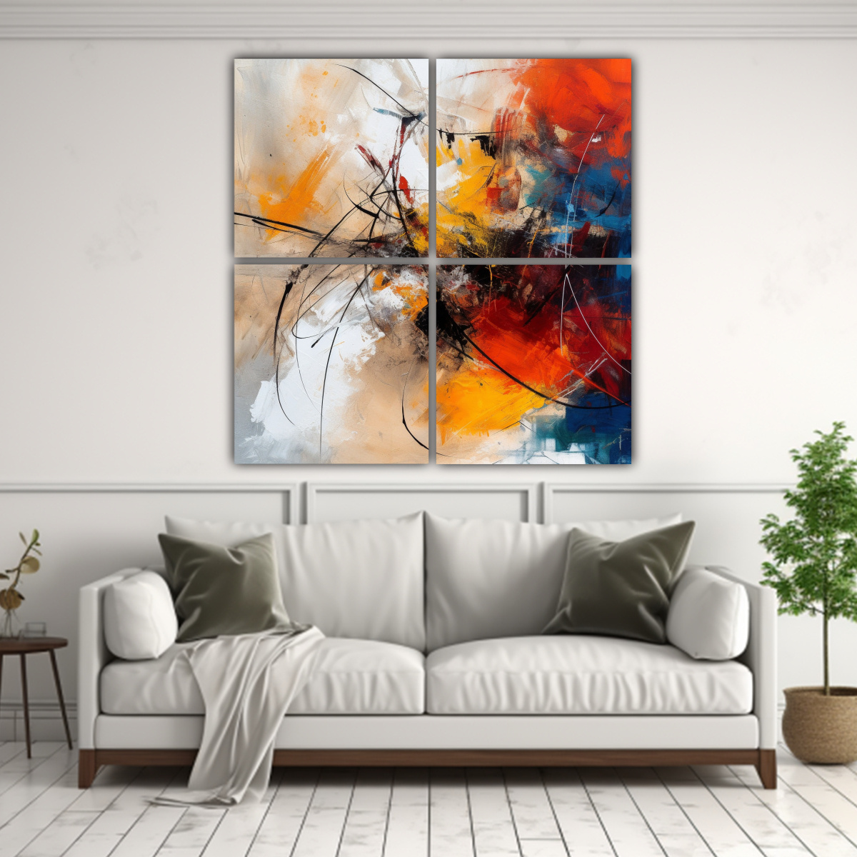 CUATRO LIENZOS DE TELA COMPOSICIÓN BAÑO 100X100 CM - 2