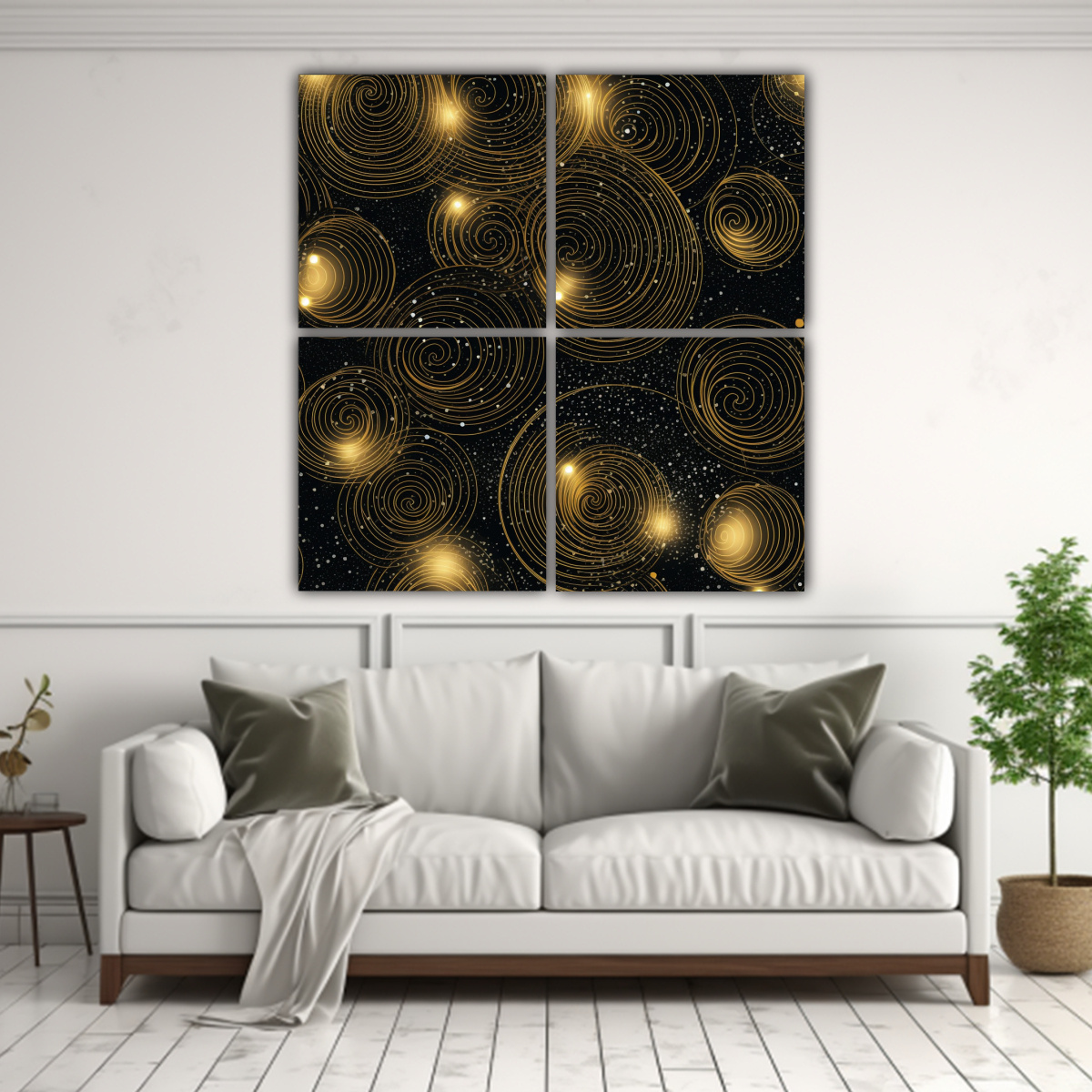 CUADRO DE EQUILIBRIO VISUAL DORADO Y PLATEADO CON 80X80 CM - 2