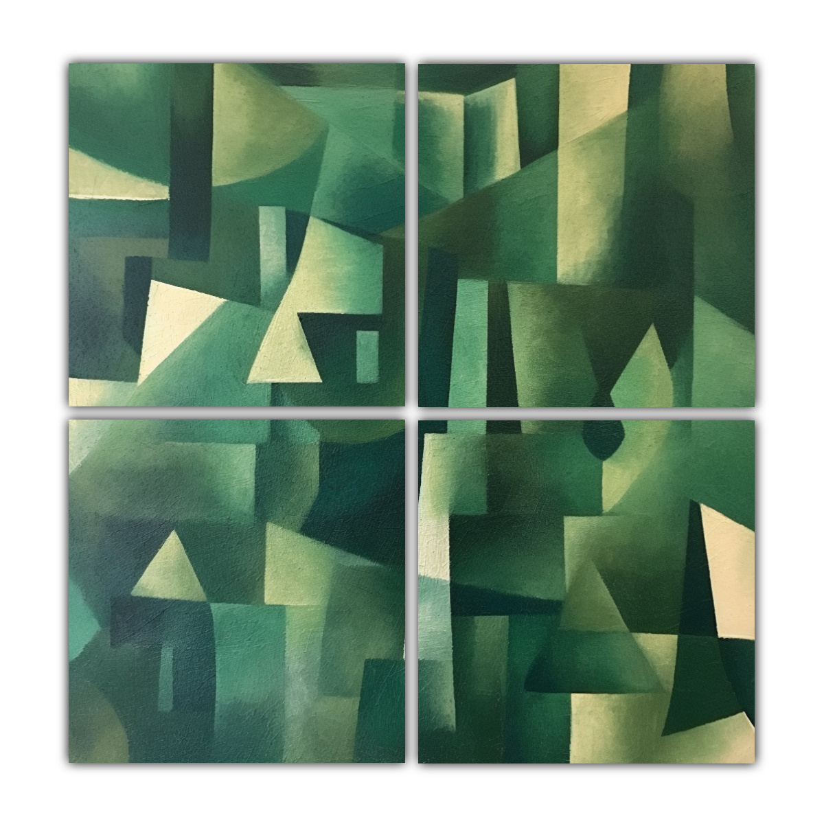 CUADRO ABSTRACTO VERDE GEOMÉTRICO, EXPRESIÓN 100X100 CM - 1