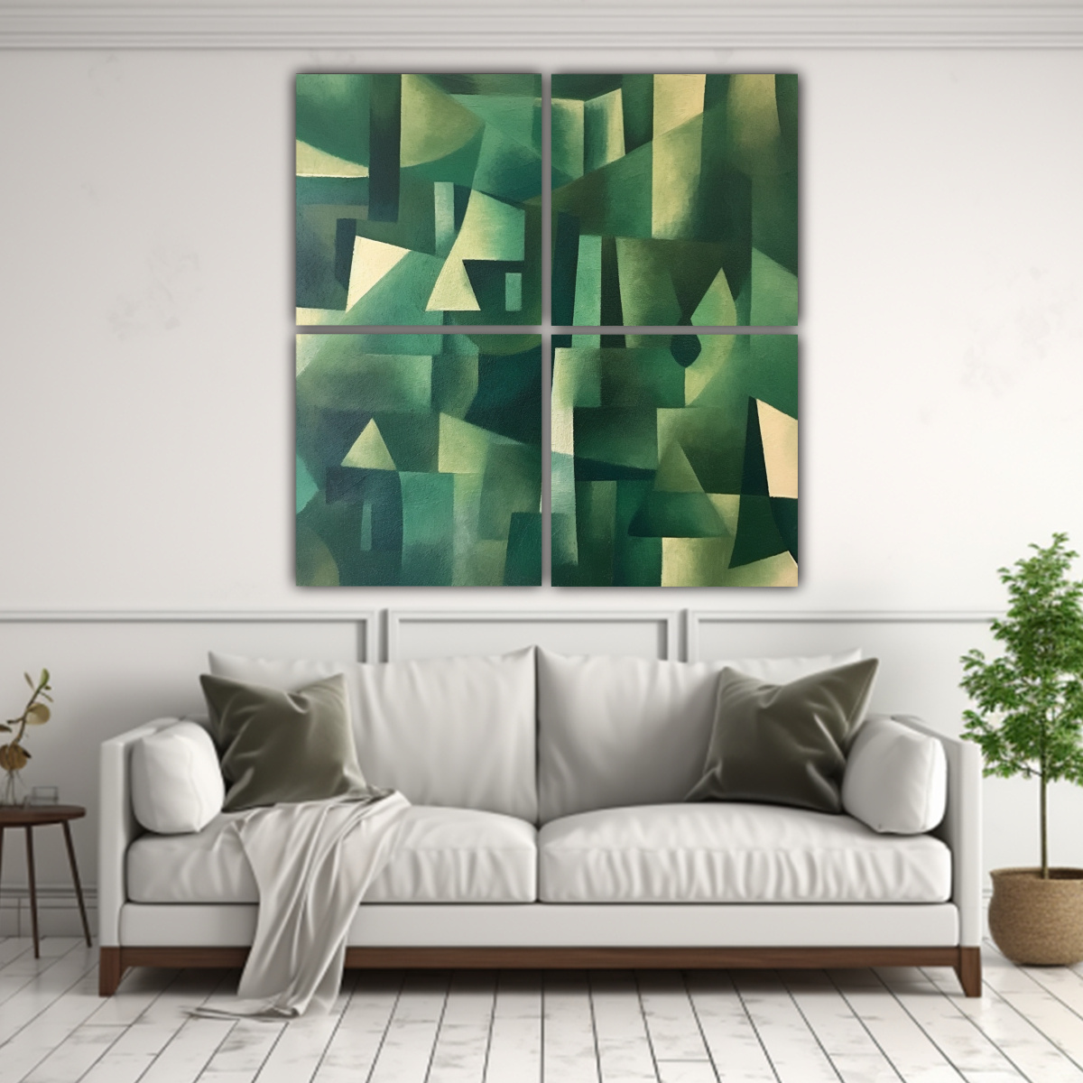 CUADRO ABSTRACTO VERDE GEOMÉTRICO, EXPRESIÓN 100X100 CM - 2