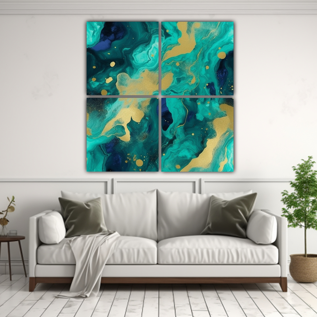 CUATRO CUADROS DE TELA ABSTRACTOS CON TEXTURA DE 80X80 CM - 2