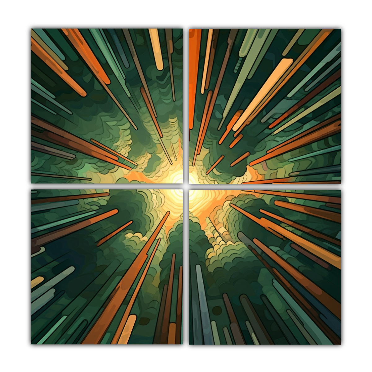 PINTURA ABSTRACTA LUMINOSIDAD EN BOSQUE REDWOOD 140X140 CM - 1