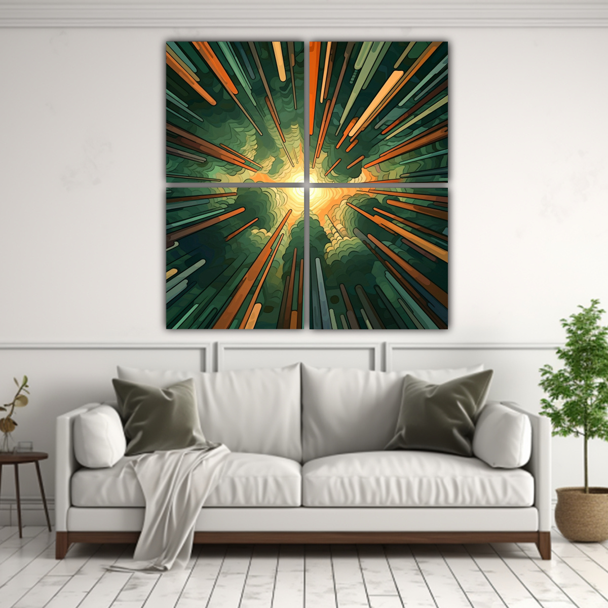 PINTURA ABSTRACTA LUMINOSIDAD EN BOSQUE REDWOOD 140X140 CM - 2