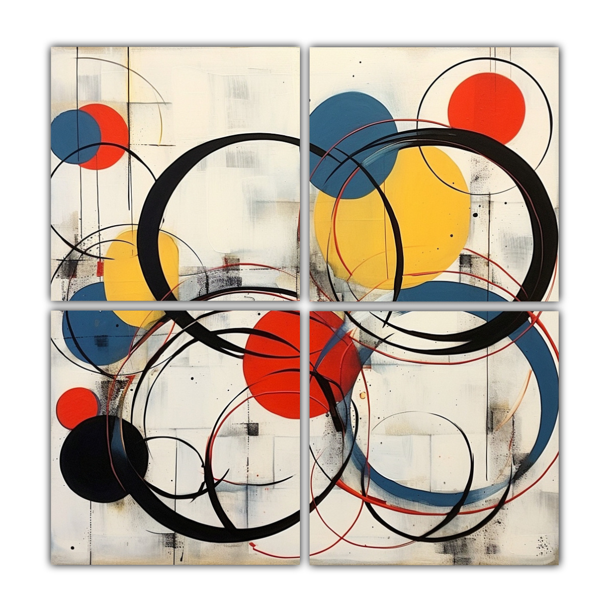 CUADROS VINTAGE DE POP ART CON CÍRCULOS Y 140X140 CM - 1