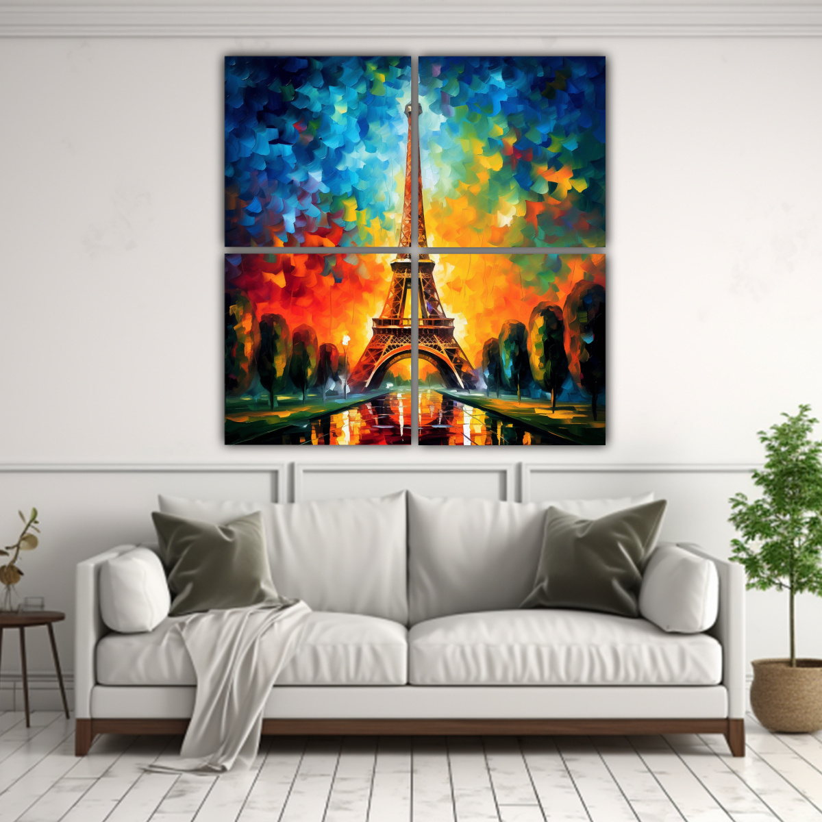 4 LIENZOS CUADRO MOTIVO TORRE EIFFEL ESTILO 120X120 CM - 2