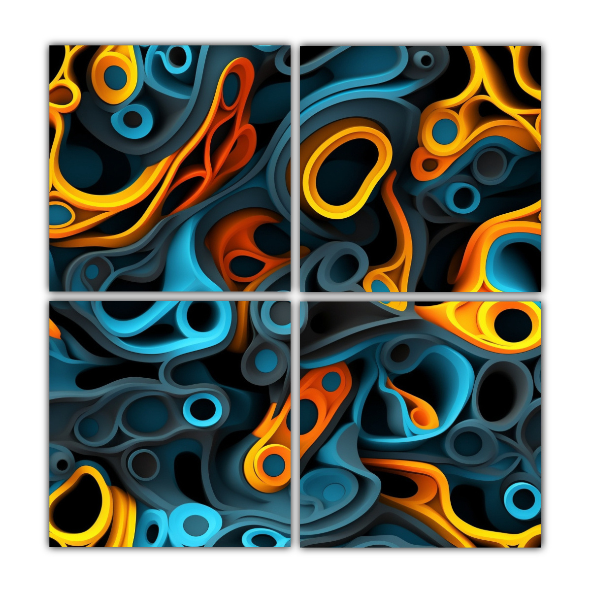 CUATRO TELAS EN BASTIDOR CON TEXTURA BIOMÓRFICA 200X200 CM - 1