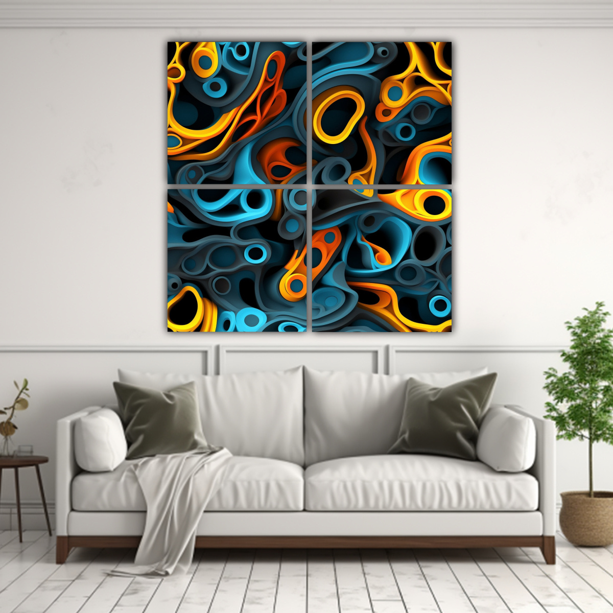 CUATRO TELAS EN BASTIDOR CON TEXTURA BIOMÓRFICA 200X200 CM - 2