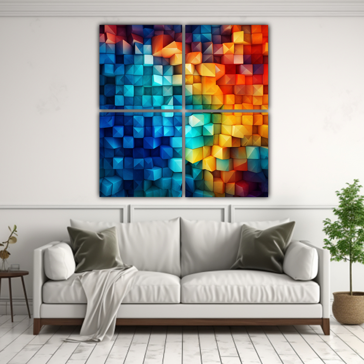 CUATRO LIENZOS DE TELA COMPOSICIÓN ARTÍSTICA 60X60 CM - 2