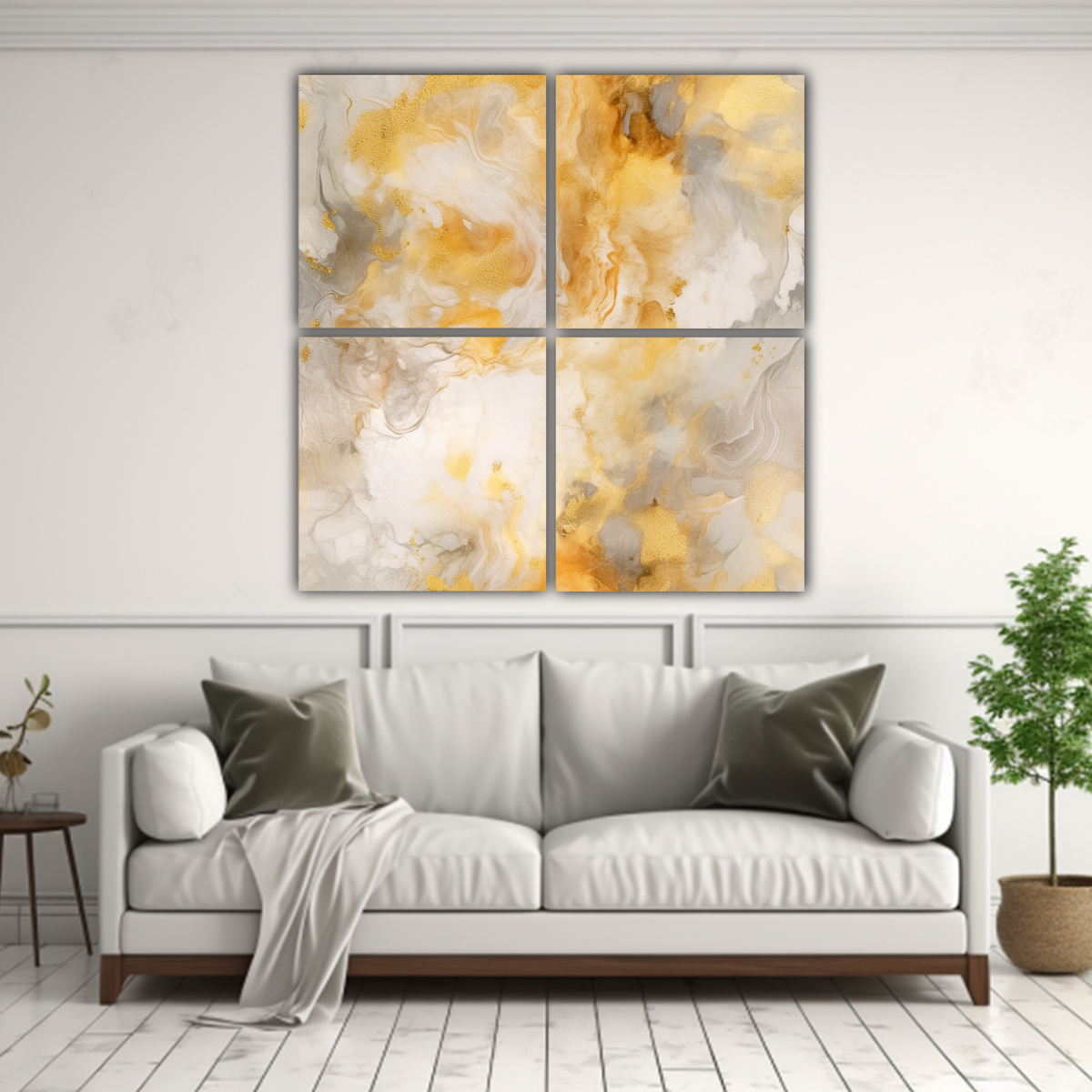 CUATRO LIENZOS CALIDOS ENIGMATICO CON PINTURA 40X40 CM - 2