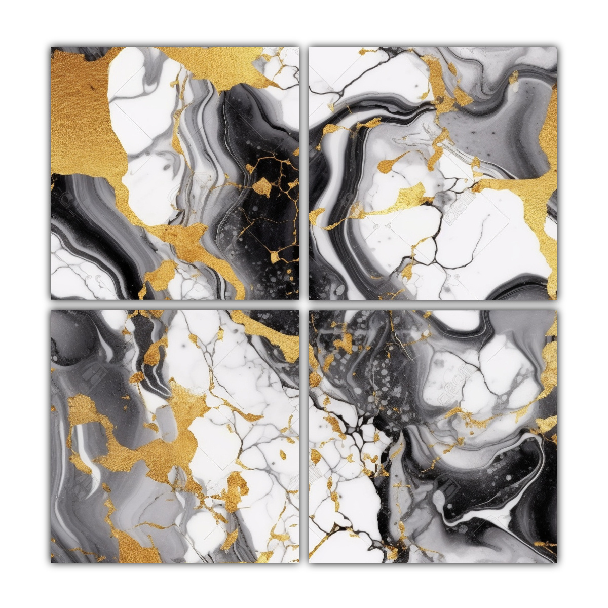CUATRO CUADROS MODERNOS CON TEXTURA VISUAL EN 200X200 CM - 1