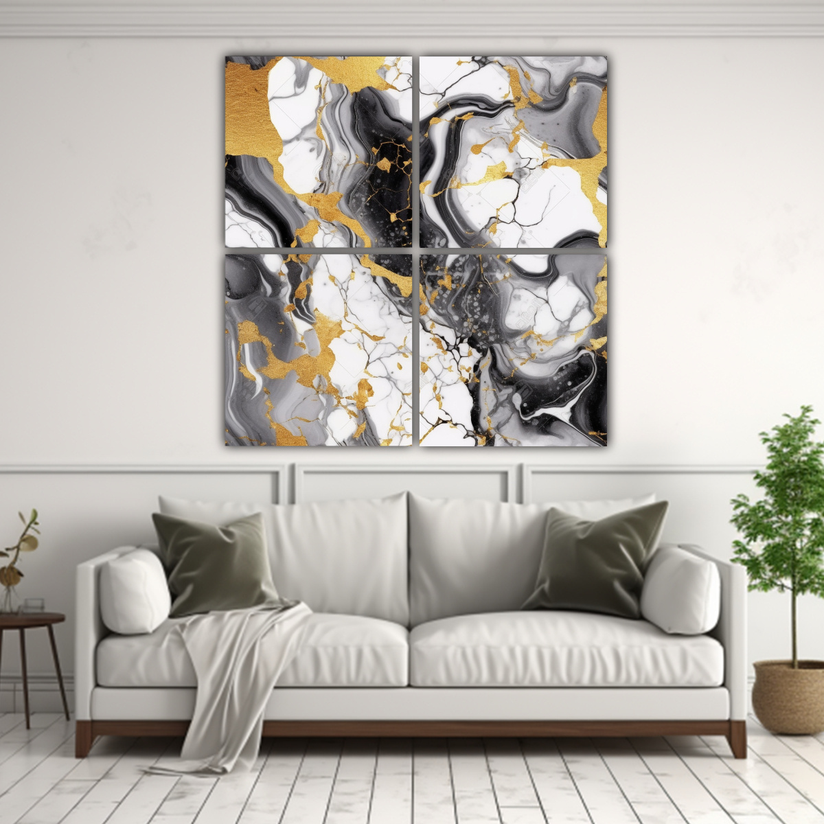 CUATRO CUADROS MODERNOS CON TEXTURA VISUAL EN 200X200 CM - 2