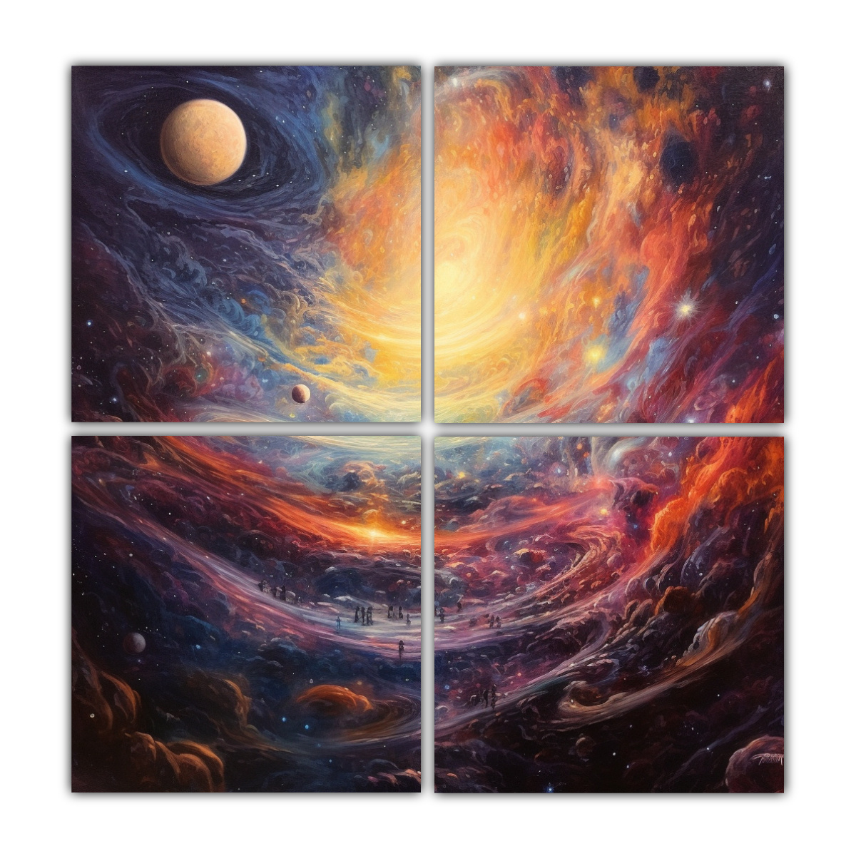 CUATRO CANVAS MOVIMIENTO PROTAGONISMO A CUADROS 160X160 CM - 1
