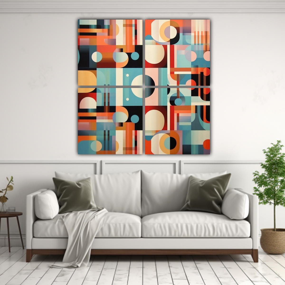 4 LIENZOS GEOMÉTRICOS IMPRESOS PARA DECORACIÓN 100X100 CM - 2