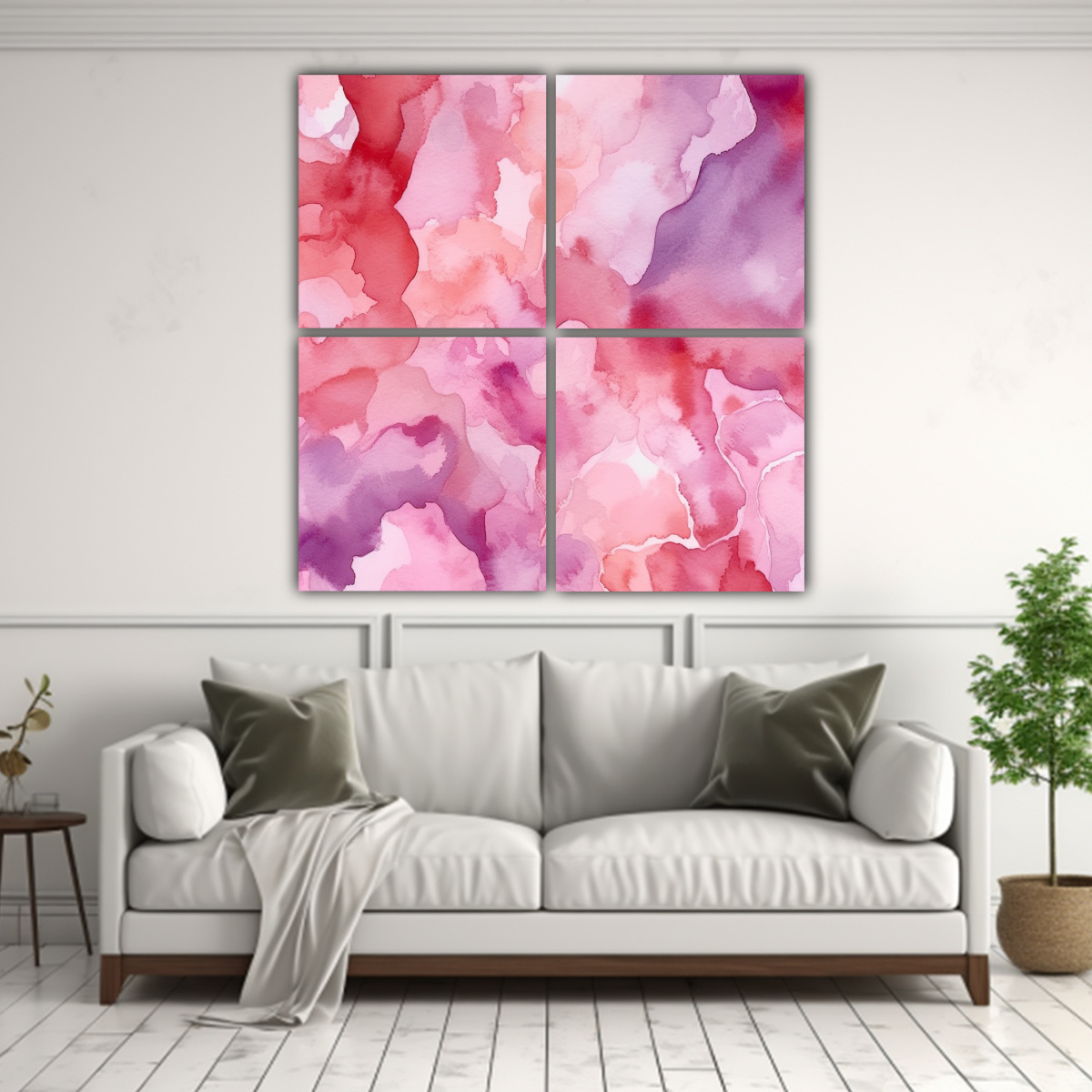 CUATRO CUADROS ALTA CALIDAD HERMOSO FONDO ROSA EN 120X120 CM - 2