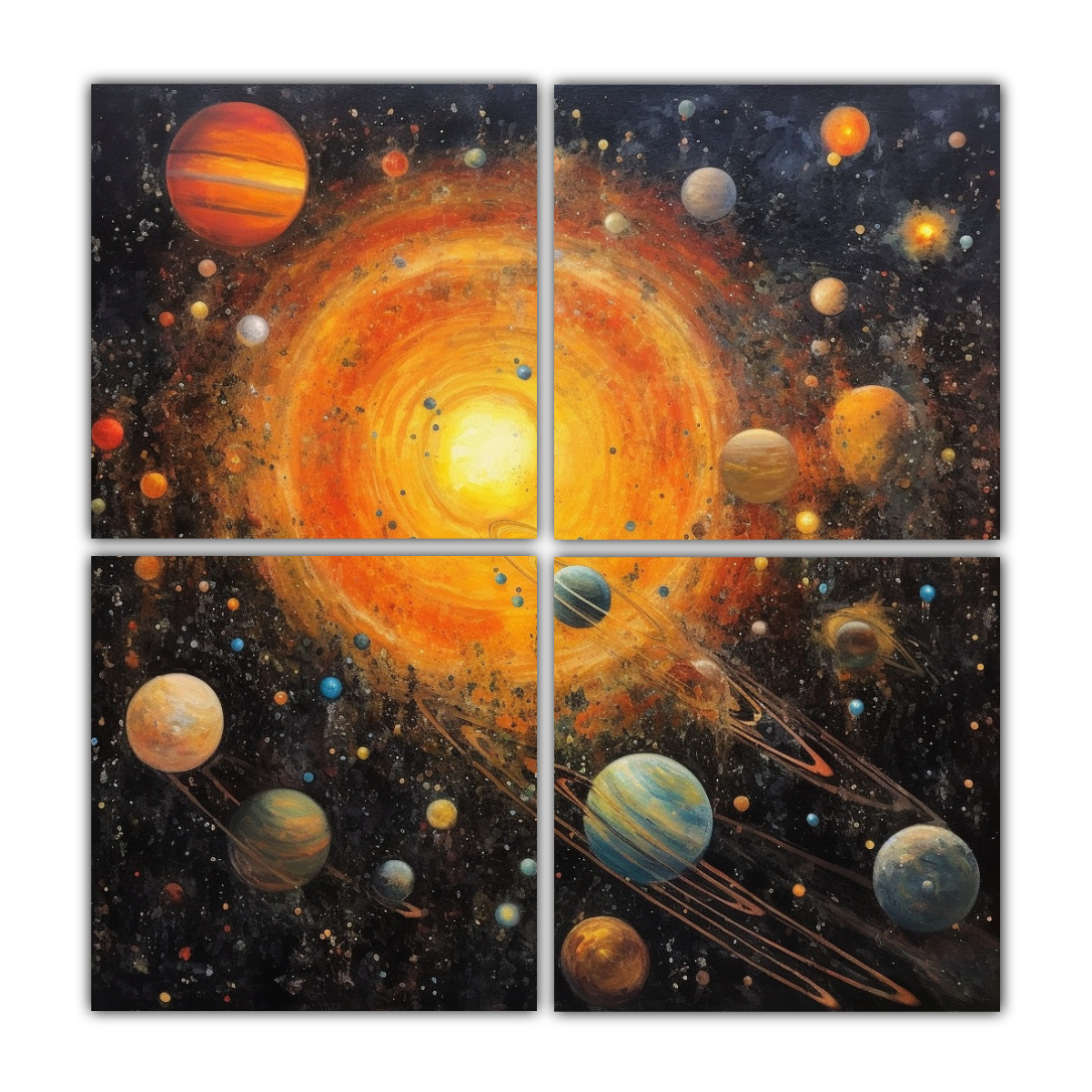 CUADRO MODERNO FLORAL SISTEMA SOLAR 80X80 CM - 1
