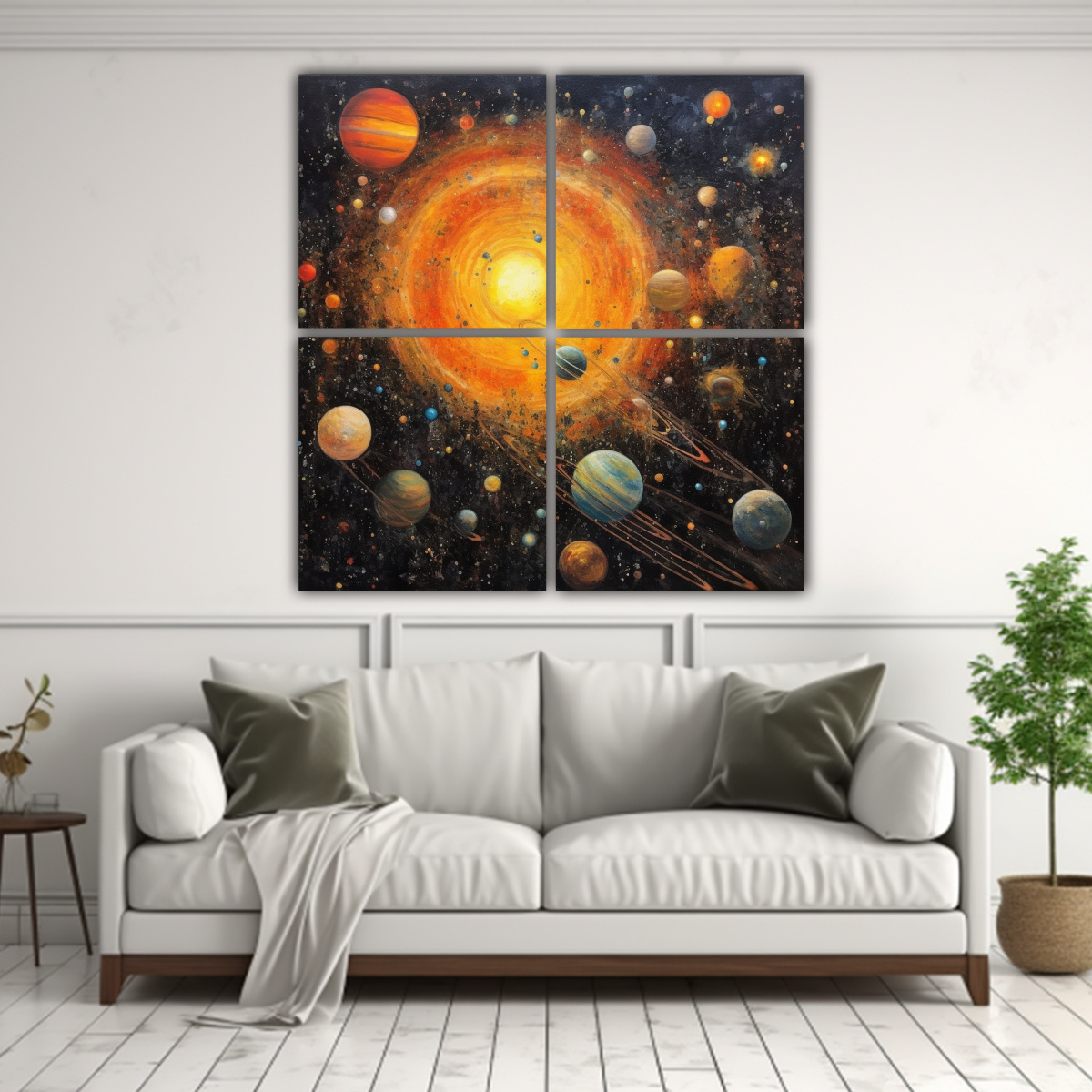 CUADRO MODERNO FLORAL SISTEMA SOLAR 80X80 CM - 2