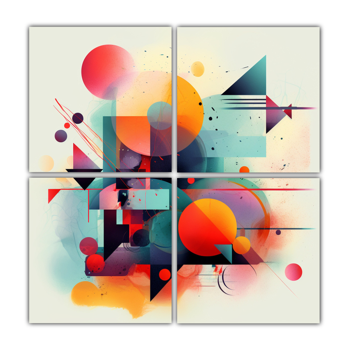 CUATRO TELAS EN BASTIDOR ELEGANCIA ABSTRACTA 200X200 CM - 1
