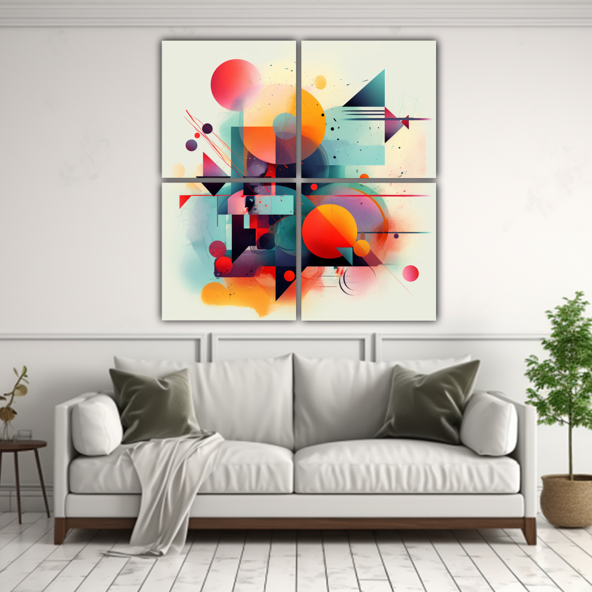 CUATRO TELAS EN BASTIDOR ELEGANCIA ABSTRACTA 200X200 CM - 2