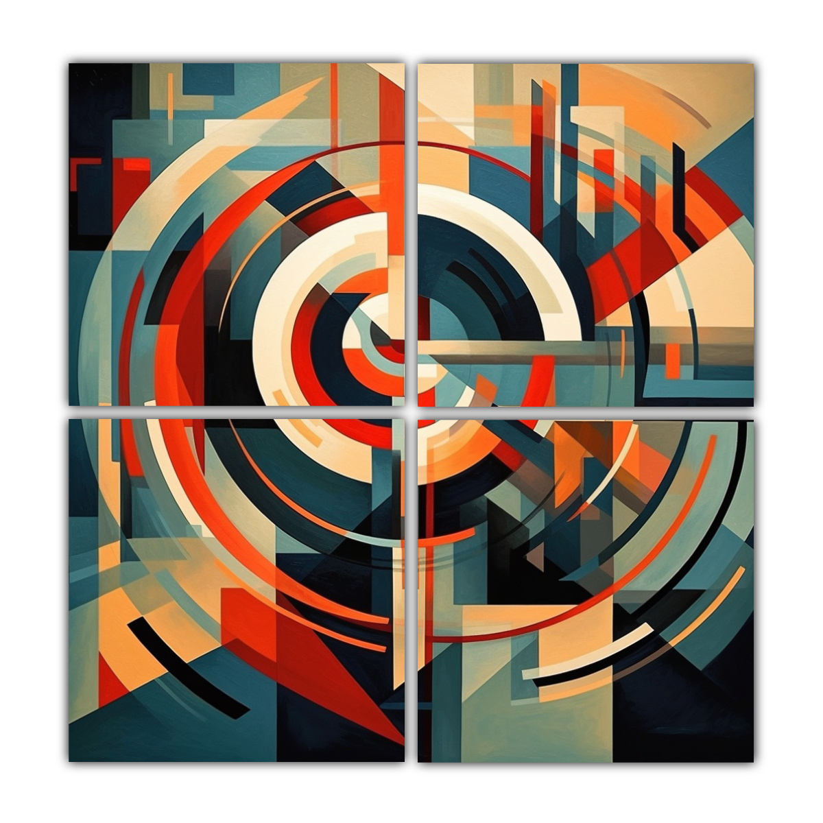 CUATRO TELAS EN BASTIDOR CONCEPTUAL DE ALTA 100X100 CM - 1
