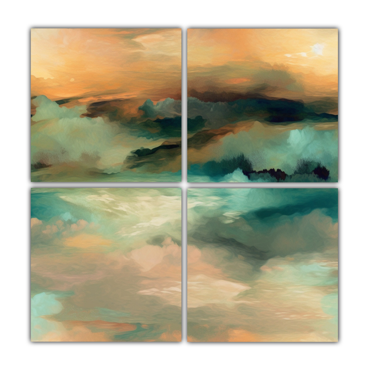 CUATRO TELAS EN BASTIDOR MODERNO IMPRESIONANTE 140X140 CM - 1