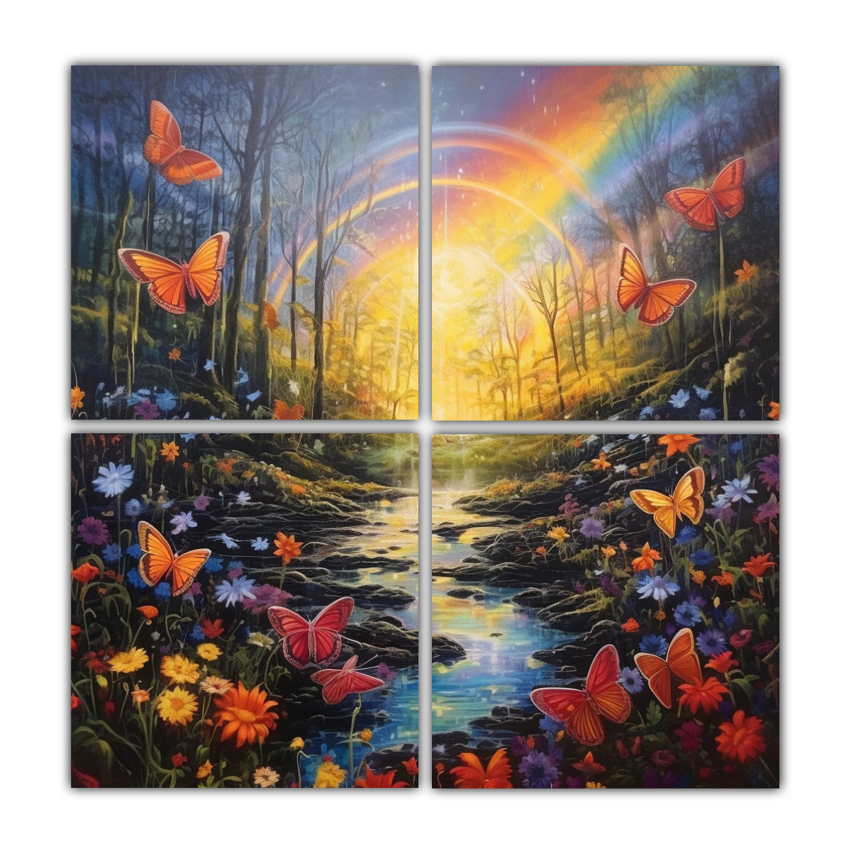 LIENZOS DE TELA MODERNOS CON ARCOÍRIS Y 40X40 CM - 1