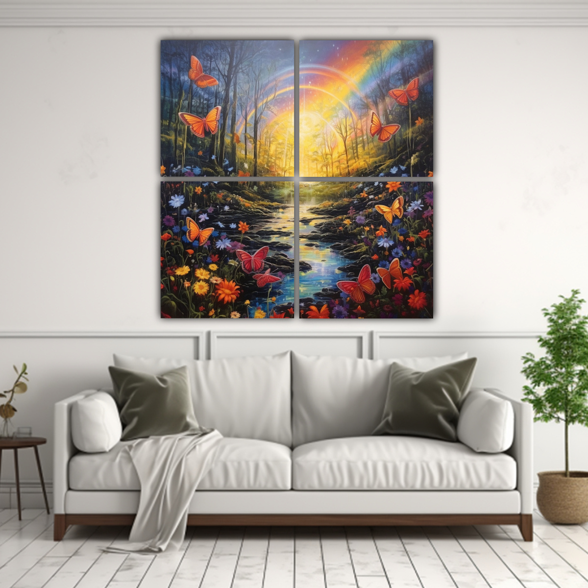 LIENZOS DE TELA MODERNOS CON ARCOÍRIS Y 40X40 CM - 2
