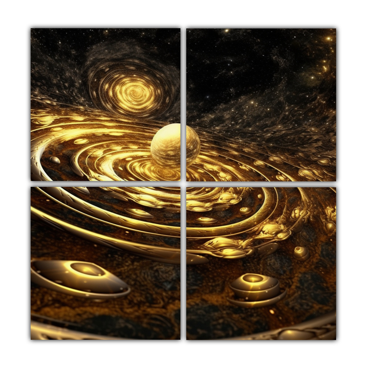 CUATRO CUADROS DE PARED MODERNOS GALAXIA 160X160 CM - 1