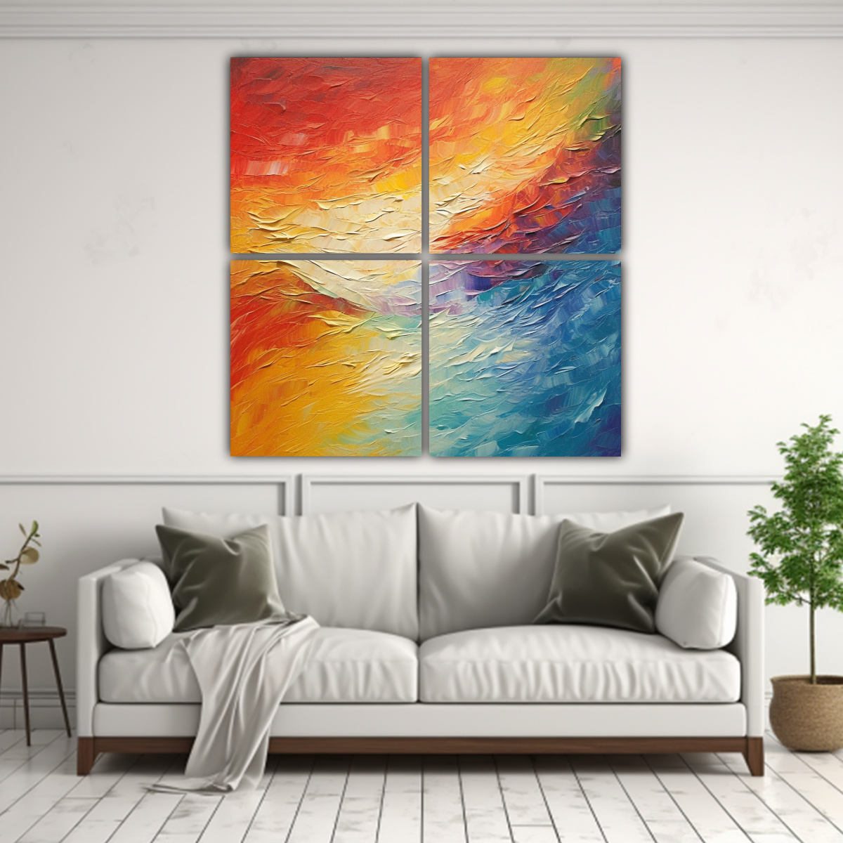CUATRO TELAS EN BASTIDOR IMAGEN ABSTRACTA COLORES 200X200 CM - 2
